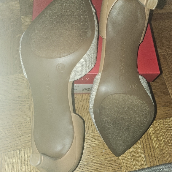 Kelly and Katie tan multi latte Heather linen satin pumps - Picture 6 of 6